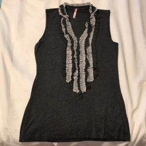 2/$15 Gray Ruffle Tank